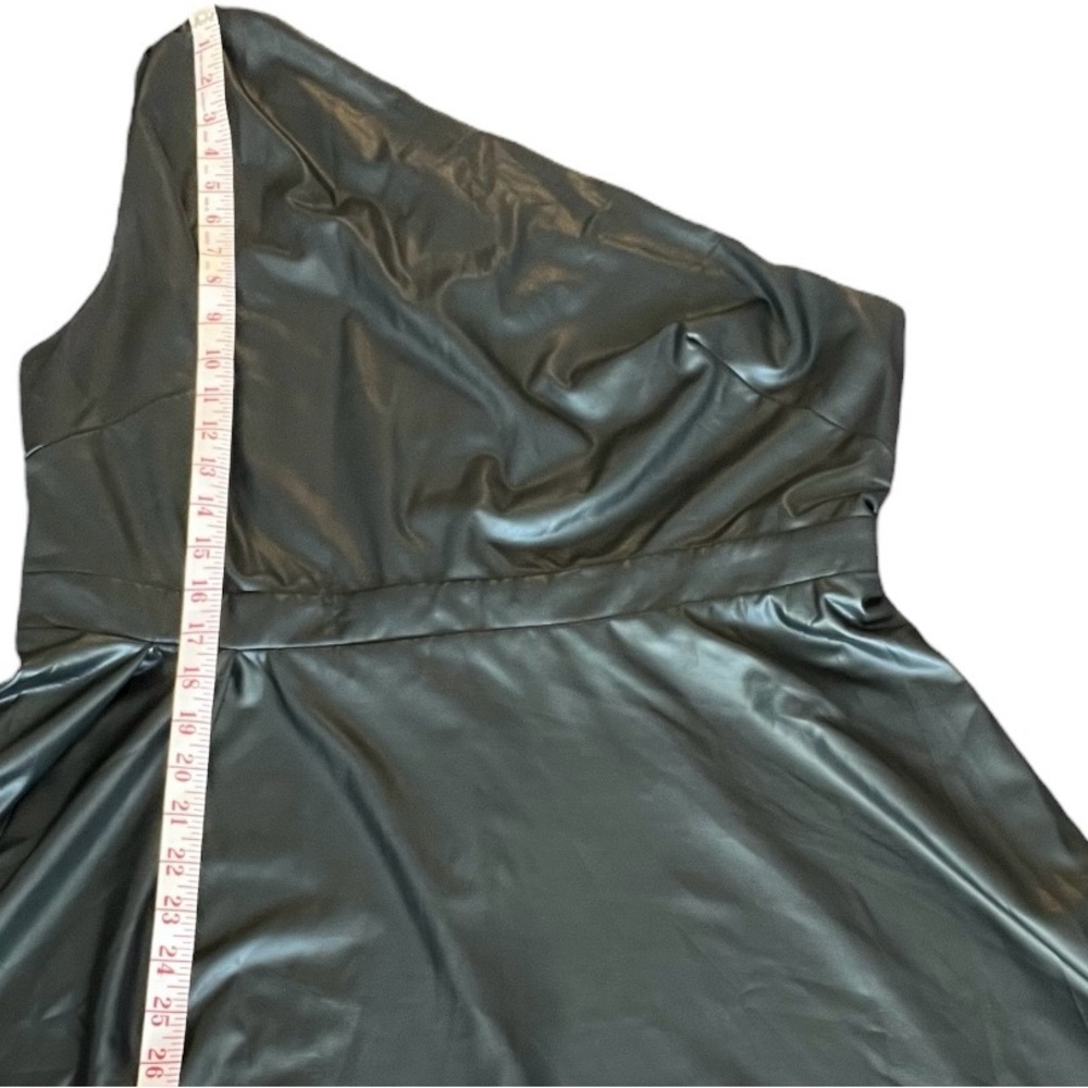 Sofia by Sofia Vergara Black Vegan Leather One-Shoulder Dress - Size 2X - Picture 8 of 10